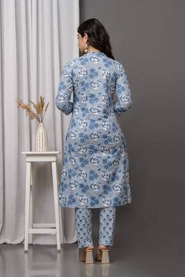Ethnic blue colour cotton fabric angarakha pattern suit for trendy looks 2