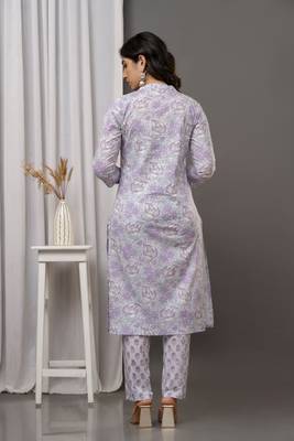 Ethnic purple colour cotton fabric angarakha pattern suit for trendy looks 2