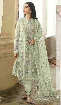PASTEL GREEN GEORGETTE EMBROIDERED SALWAR KAMEEZ 1