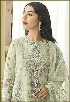 PASTEL GREEN GEORGETTE EMBROIDERED SALWAR KAMEEZ 2