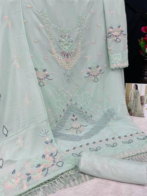 PASTEL GREEN GEORGETTE EMBROIDERED SALWAR KAMEEZ 3