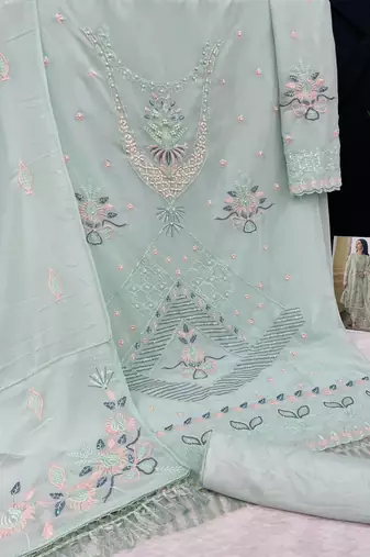 PASTEL GREEN GEORGETTE EMBROIDERED SALWAR KAMEEZ
