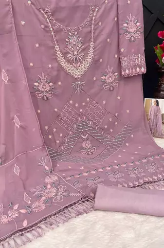 PASTEL PINK GEORGETTE EMBROIDERED SALWAR KAMEEZ