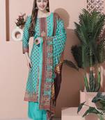 green muslin embroidered dress material