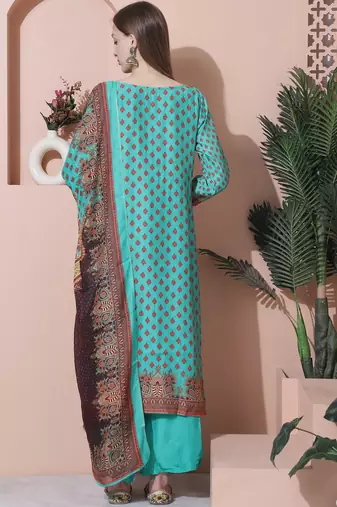 green muslin embroidered dress material
