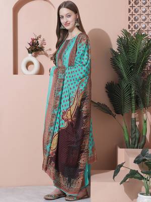 green muslin embroidered dress material 3