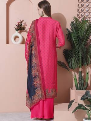 magenta muslin embroidered dress material 2