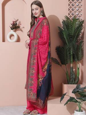 magenta muslin embroidered dress material 3