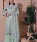 green satin digital printed dress material