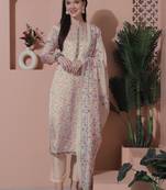 cream satin digital printed dress material