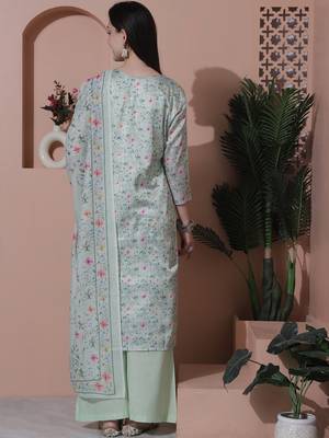 green satin digital printed dress material 2