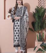 off white pure cotton digital printed dress material