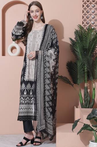black cotton digital printed dress material