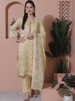 yellow satin digital printed dress material 1