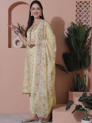 yellow satin digital printed dress material 3