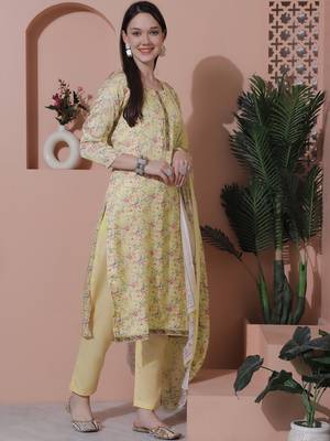 yellow satin digital printed dress material 4