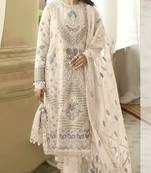 CREAM WHITE GEORGETTE EMBROIDERED SALWAR KAMEEZ