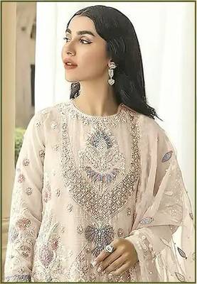 CREAM WHITE GEORGETTE EMBROIDERED SALWAR KAMEEZ 2