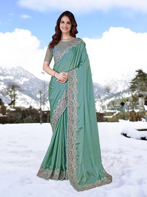  Silk Embroidered Heavy Border Saree With Unstitched Designer Blouse Saree For Women 1