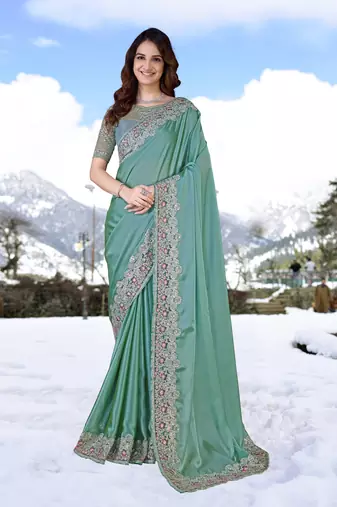  Silk Embroidered Heavy Border Saree With Unstitched Designer Blouse Saree For Women