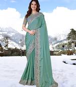 Trendmalls  Silk Embroidered Heavy Border Saree With Unstitched Designer Blouse Saree For Women