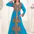 Cyan color Full Sleeves Handmade Moroccan Kaftan with hijjab