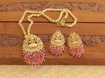 Designer matte finish temple necklace 2