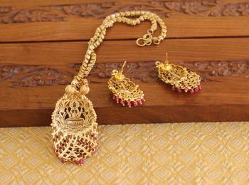 Designer matte finish temple necklace 3