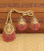 Designer matte finish temple necklace