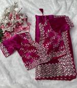 Rani Colour Pure Zimmy Choo Silk Heavy Work  Saree With Fully Stitched Blouse (42 Size )