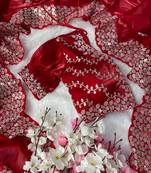 Red Colour Pure Zimmy Choo Silk Heavy Work  Saree With Fully Stitched Blouse (42 Size )