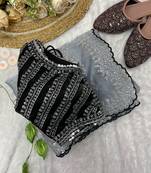 Grey Colour Wedding Wear Zimmi Choo Silk Heavy Work Saree With Stitched Blouse (42)