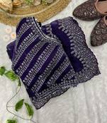 Violet Colour Wedding Wear Zimmi Choo Silk Heavy Work Saree With Stitched Blouse (42)