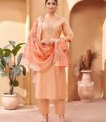 Orange Embroidered Viscose Semi_Stitched Pant Party Wear Salwarsuit