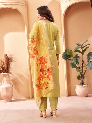Mustard Embroidered Viscose Semi_Stitched Pant Party Wear Salwarsuit 2