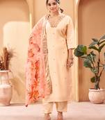 Peach Embroidered Viscose Semi_Stitched Pant Party Wear Salwarsuit