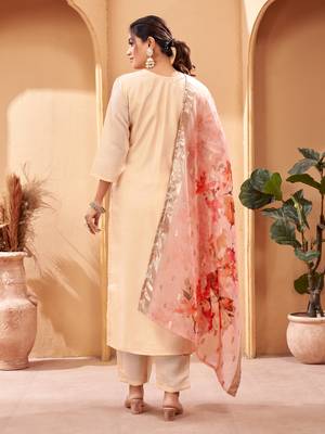 Peach Embroidered Viscose Semi_Stitched Pant Party Wear Salwarsuit 2
