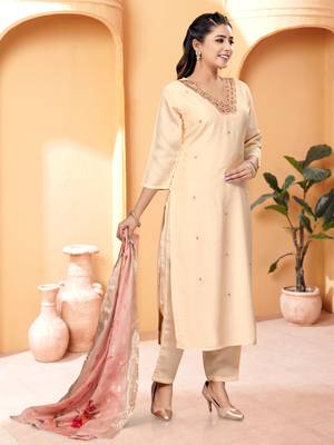 Peach Embroidered Viscose Semi_Stitched Pant Party Wear Salwarsuit 4