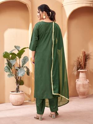 Green Embroidered Rayon Semi_Stitched Pant Party Wear Salwarsuit 2