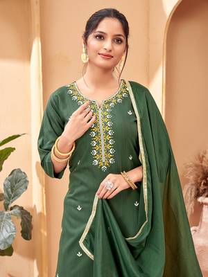Green Embroidered Rayon Semi_Stitched Pant Party Wear Salwarsuit 3