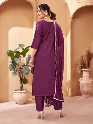 Wine Embroidered Rayon Semi_Stitched Pant Party Wear Salwarsuit 2