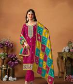 Pink Embroidered Silk_Blend Semi_Stitched Pant Party Wear Salwarsuit