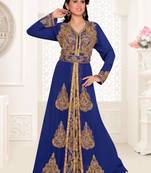 Navy-Blue color luxurious Full Sleeves Handmade Moroccan Kaftan with hijjab