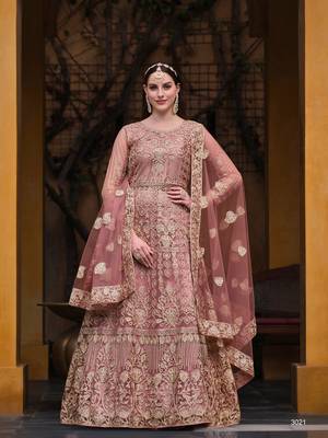 Pink Embroidered Net Semi_Stitched Pant Party Wear Salwarsuit 1