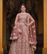 Pink Embroidered Net Semi_Stitched Pant Party Wear Salwarsuit
