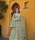 Sea-Green Embroidered Net Semi_Stitched Pant Party Wear Salwarsuit