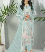 Mint color embroideried faux georgette semi stitched salwar suit
