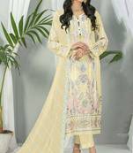 Yellow color embroideried faux georgette semi stitched salwar suit