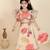 KIDS FARM Girls Red Frill Sleeves Silk Floral Printed & Lace Embellished Coordinating Lehenga Choli Set