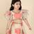 KIDS FARM Girls Red Frill Sleeves Silk Floral Printed & Lace Embellished Coordinating Lehenga Choli Set